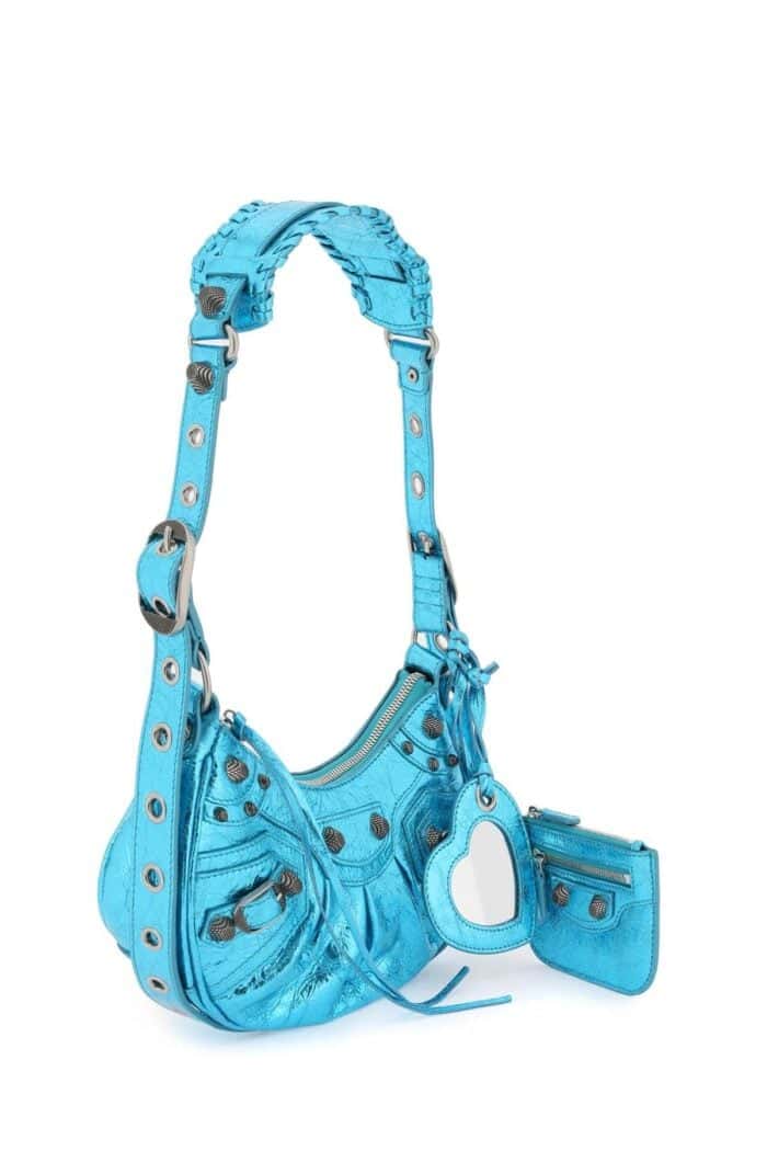 BALENCIAGA Metallized Arena Leather Le Cagole Xs Bag
