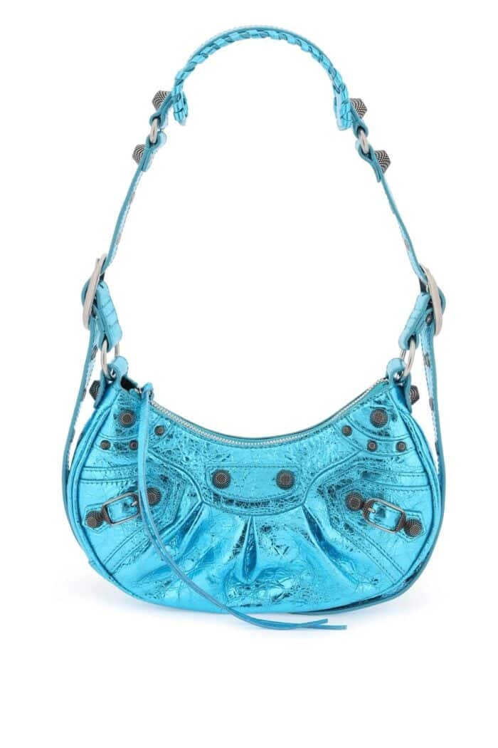 BALENCIAGA Metallized Arena Leather Le Cagole Xs Bag