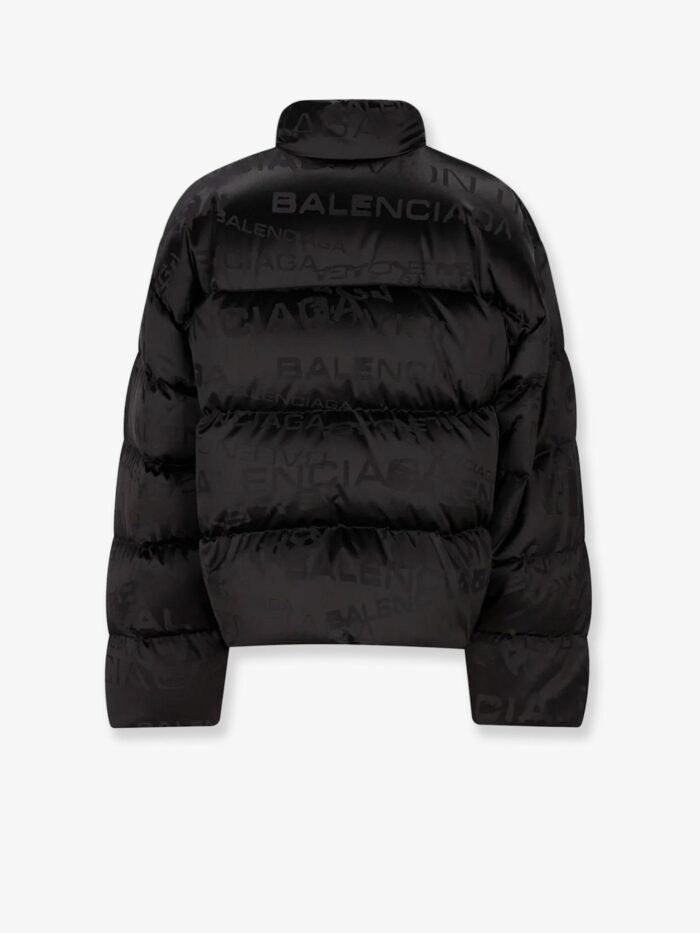 Balenciaga Nylon Down Jacket With All-over Lettering Logo
