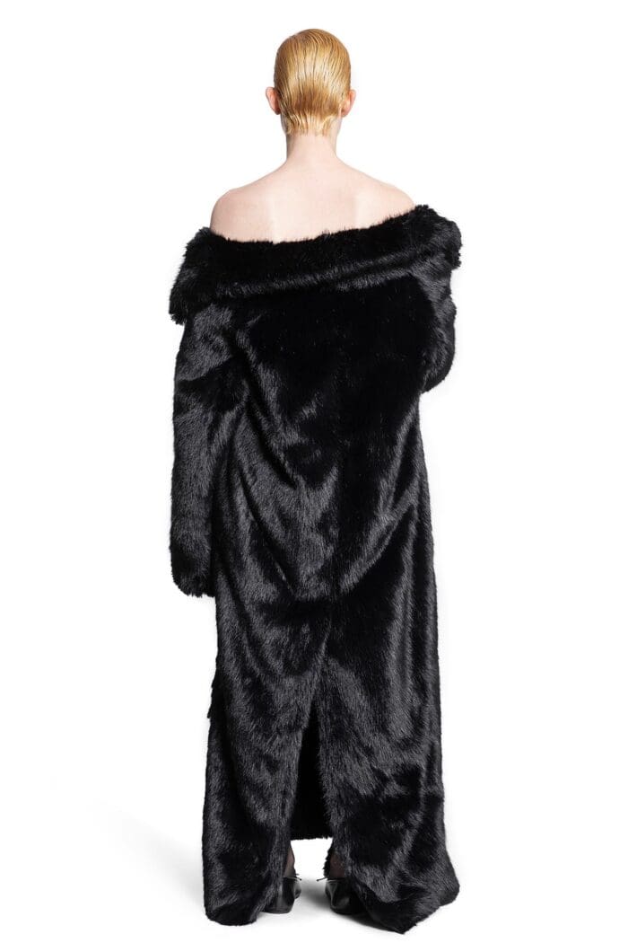 BALENCIAGA Off Shoulder Coat In Fake Fur