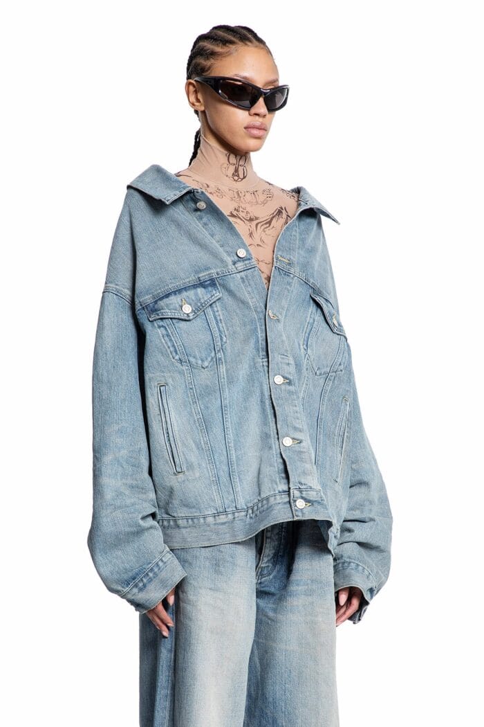 BALENCIAGA Off Shoulder Jacket In Organic Selvedge Denim