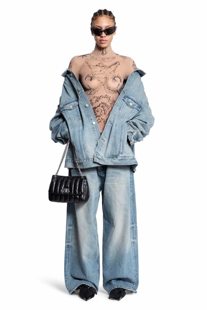 BALENCIAGA Off Shoulder Jacket In Organic Selvedge Denim