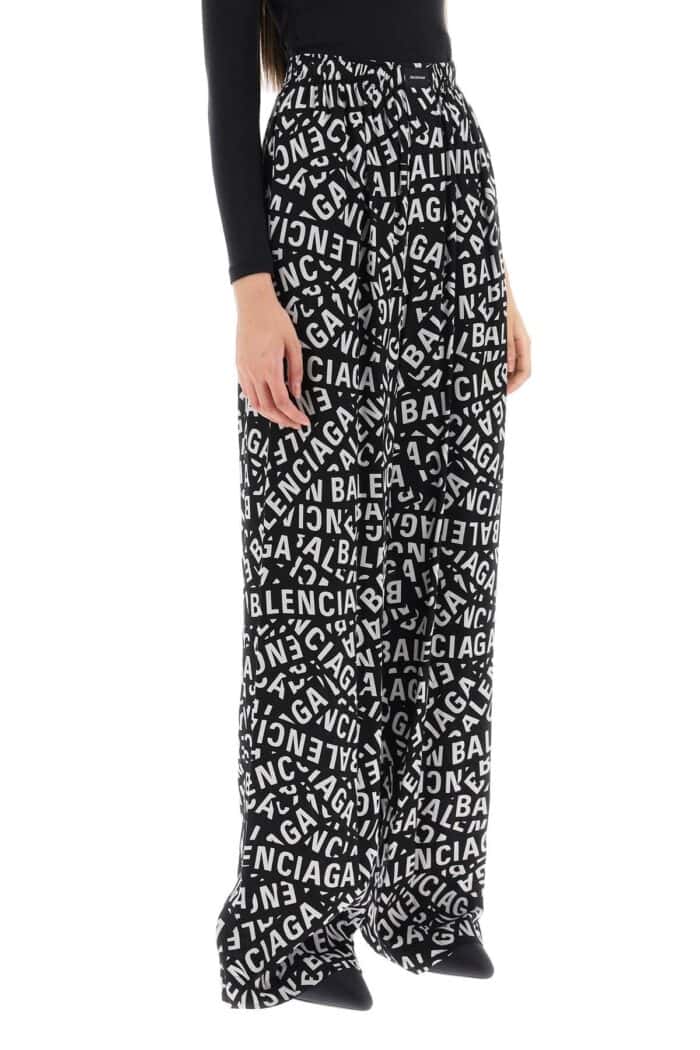 Balenciaga Palazzo Pants With Logo Motif