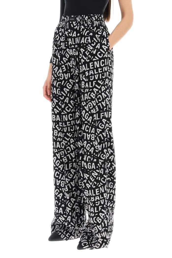 Balenciaga Palazzo Pants With Logo Motif