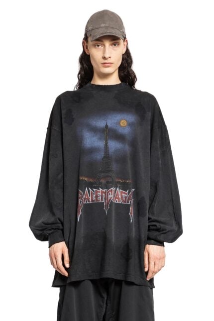 BALENCIAGA Paris Moon Double Front Oversize Long Sleeve T-shirt In Vintage Jersey