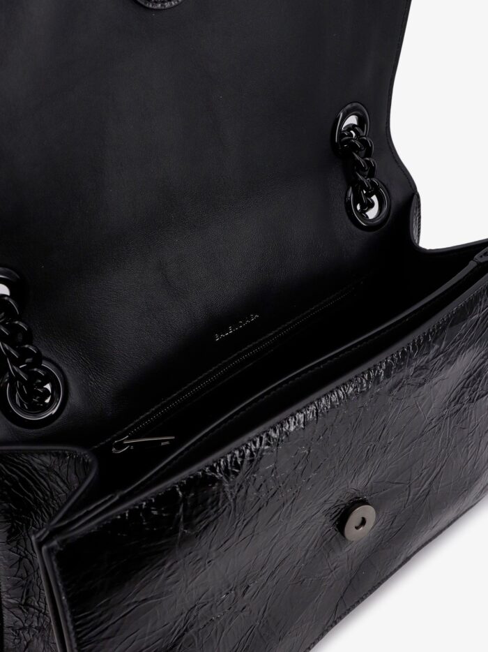 Balenciaga Patent Leather Shoulder Bag With Frontal Monogram