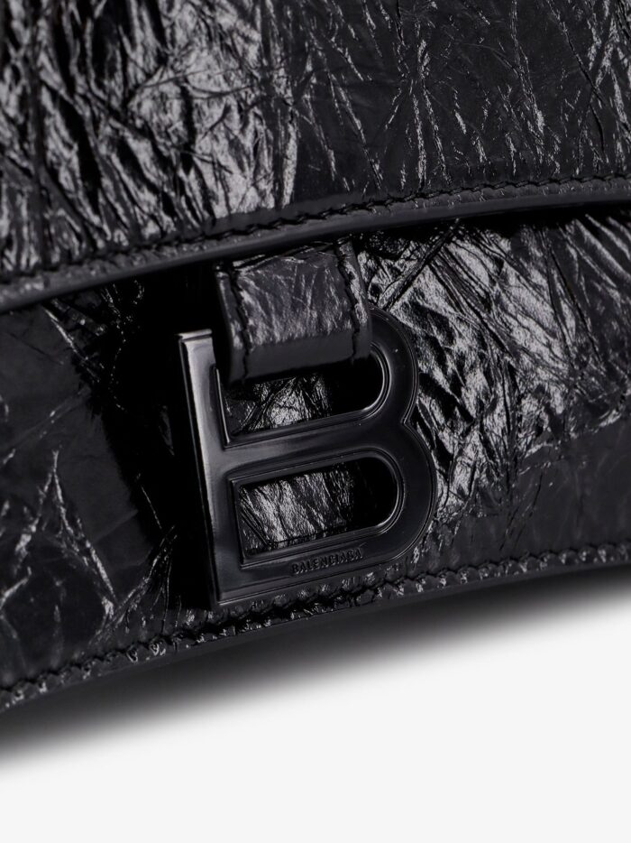 Balenciaga Patent Leather Shoulder Bag With Frontal Monogram