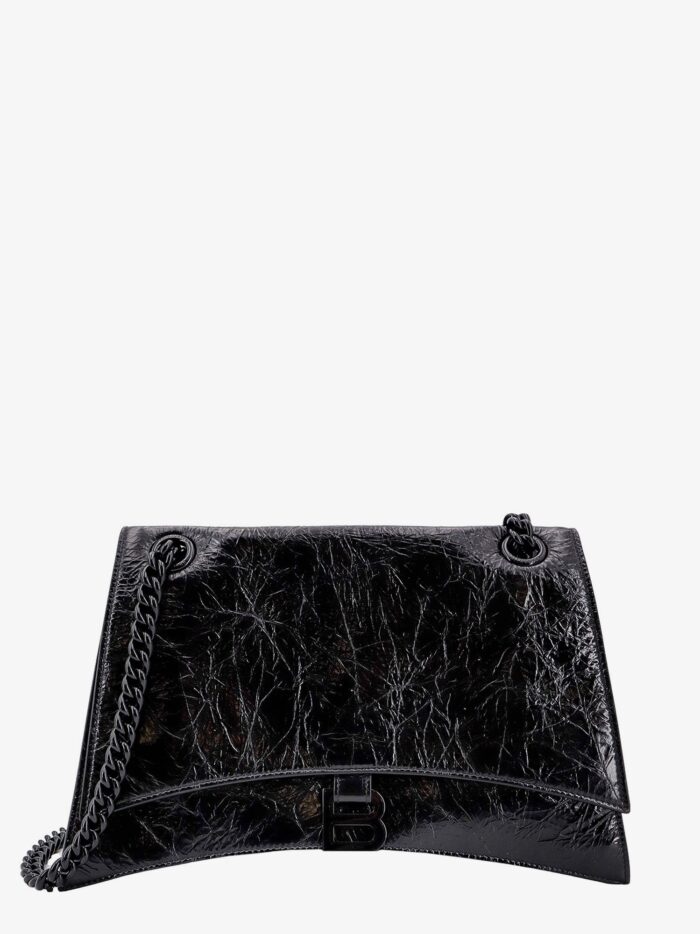 Balenciaga Patent Leather Shoulder Bag With Frontal Monogram