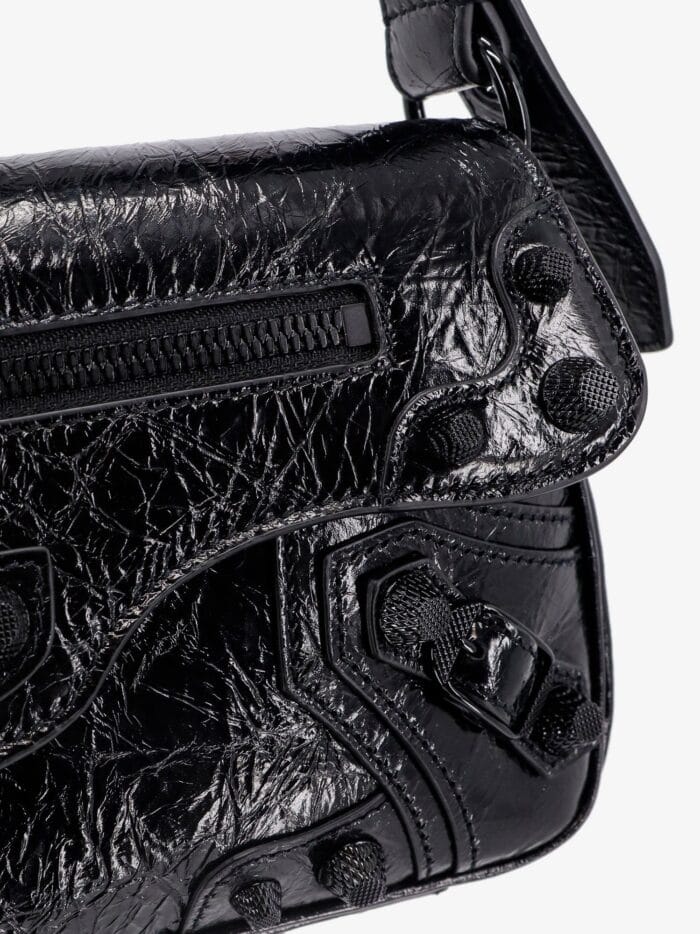 Balenciaga Patent Leather Shoulder Bag With Metal Details
