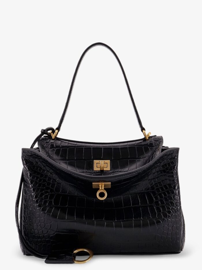 Balenciaga Rodeo Leather Shoulder Bag With Croco Effect