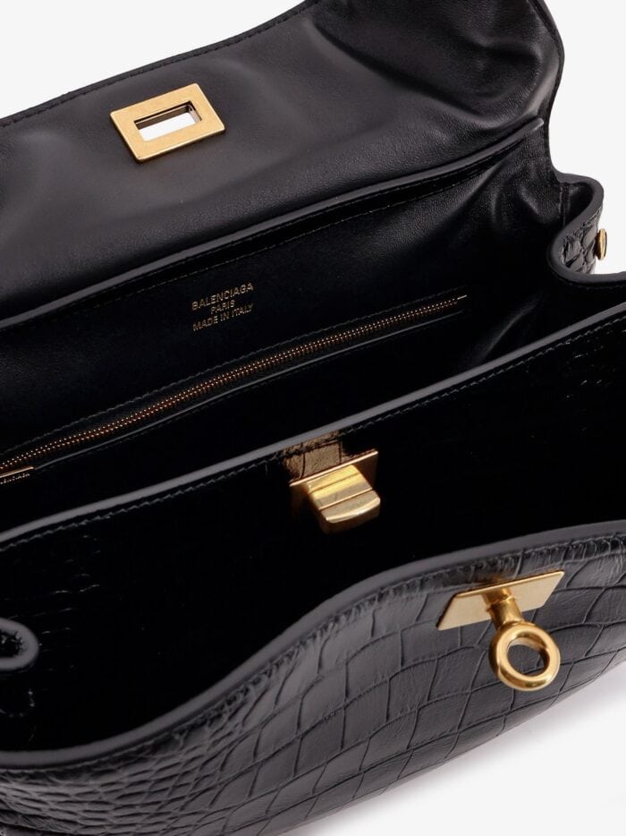Balenciaga Rodeo Leather Shoulder Bag With Croco Effect
