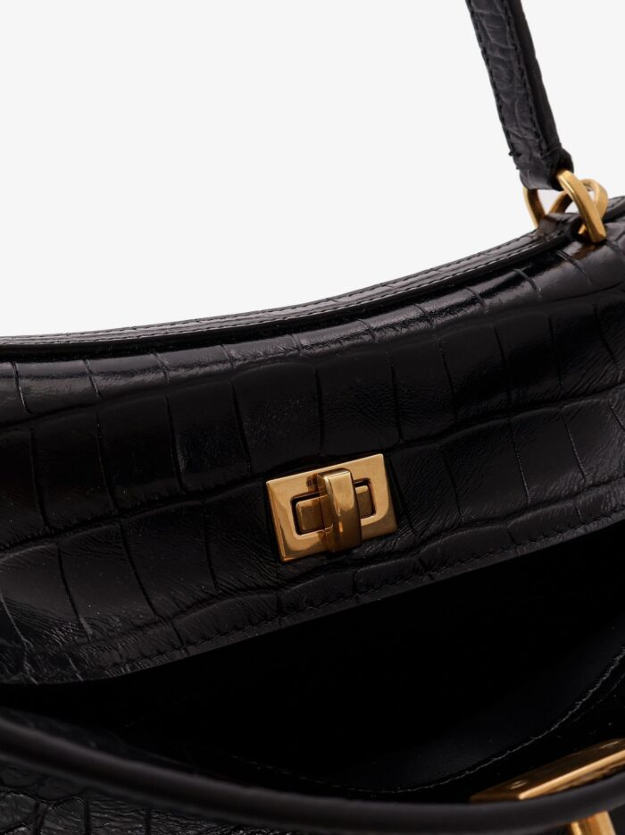 Balenciaga Rodeo Leather Shoulder Bag With Croco Effect