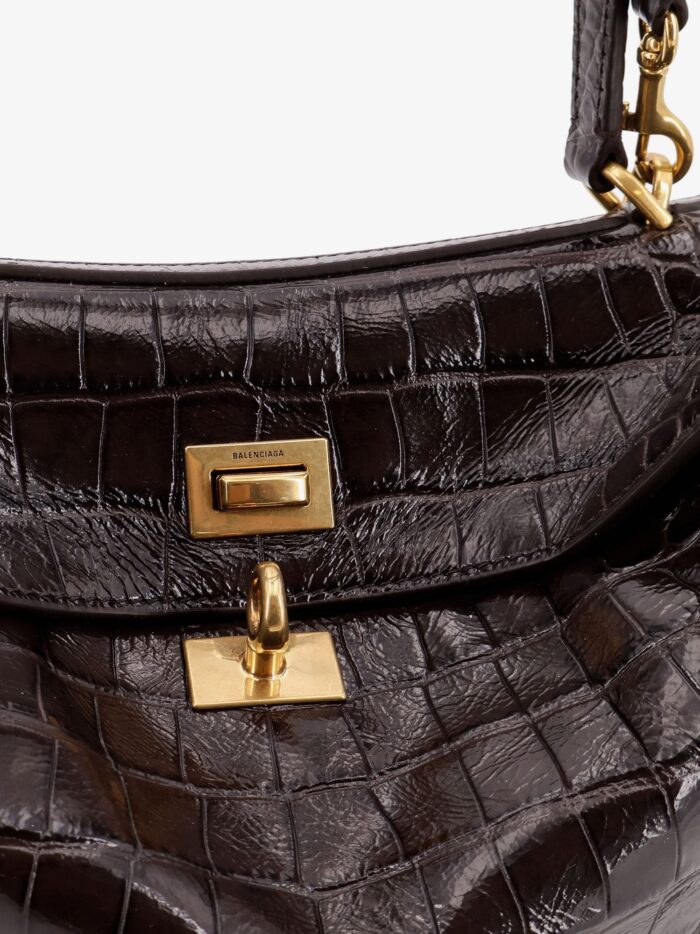 Balenciaga Rodeo Leather Shoulder Bag With Croco Effect