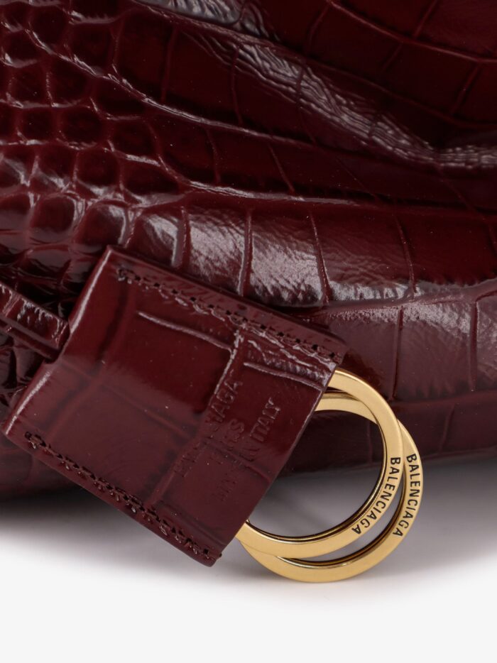 Balenciaga Rodeo Leather Shoulder Bag With Croco Effect