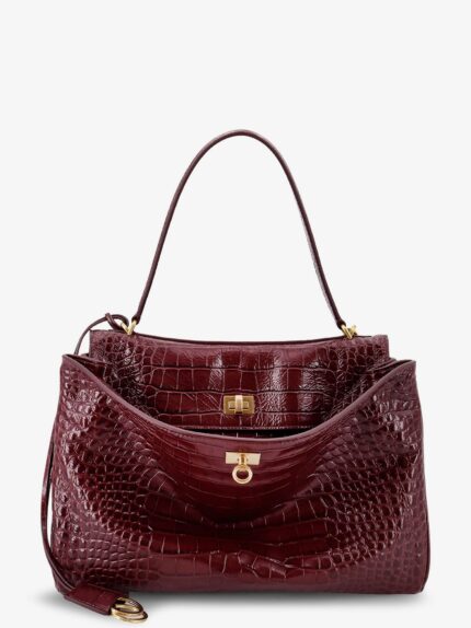 Balenciaga Rodeo Leather Shoulder Bag With Croco Effect