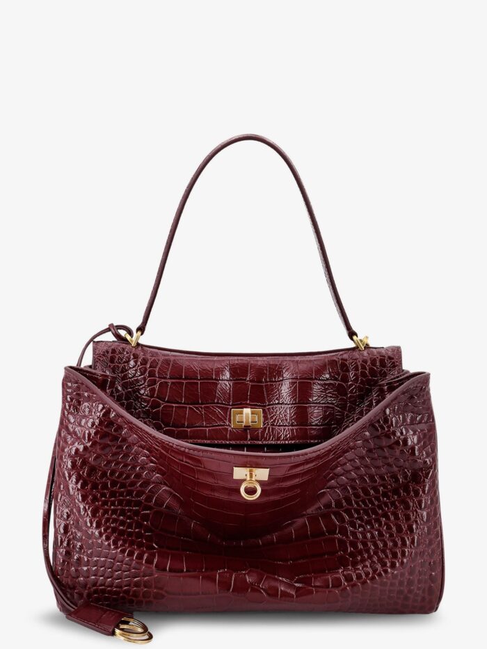 Balenciaga Rodeo Leather Shoulder Bag With Croco Effect