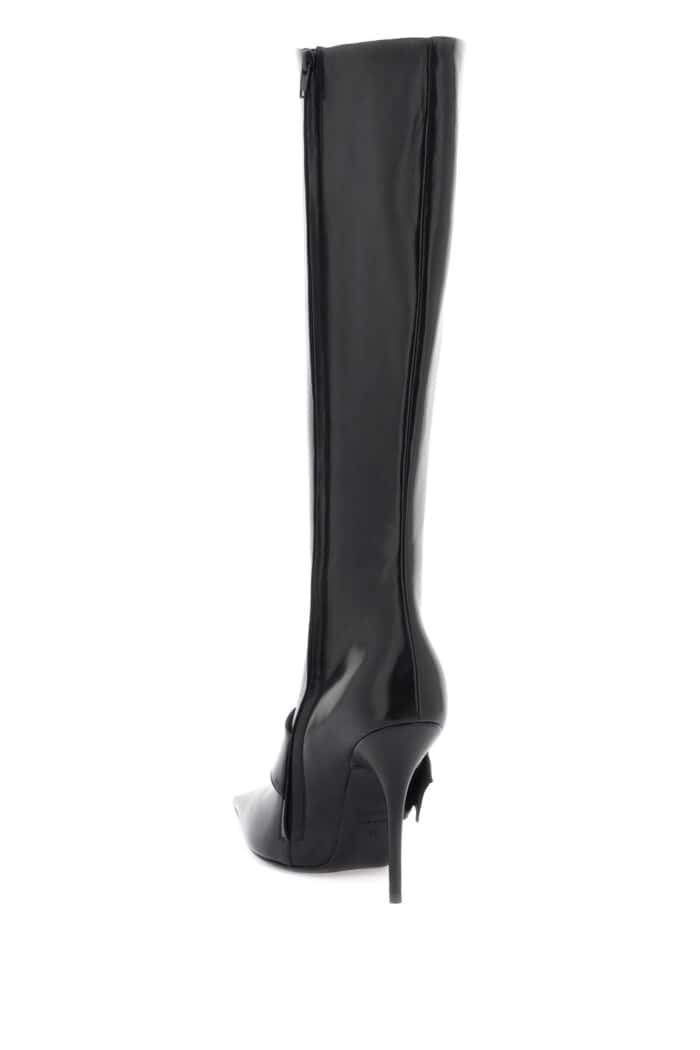 BALENCIAGA Shiny Leather Boots With Maxi Buckle