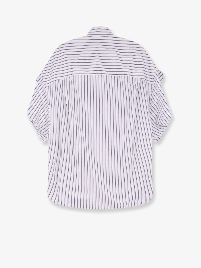 Balenciaga Tucked Sleeve Striped Cotton Shirt