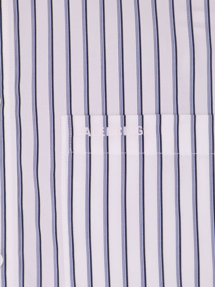 Balenciaga Tucked Sleeve Striped Cotton Shirt
