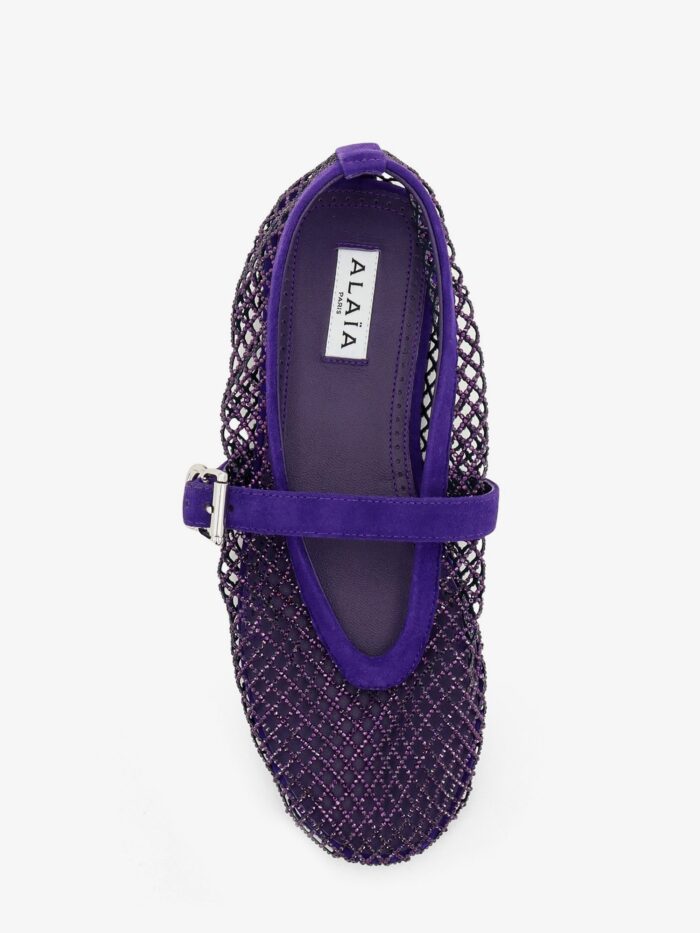 ALAIA Ballerine Flat Mesh Ballerinas With Rhinestone Detail