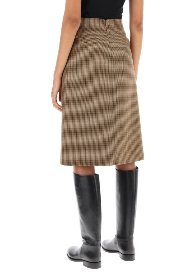 BALLY Houndstooth A-line Skirt With Emblem Buckle