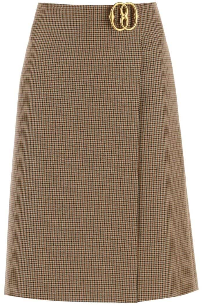 BALLY Houndstooth A-line Skirt With Emblem Buckle