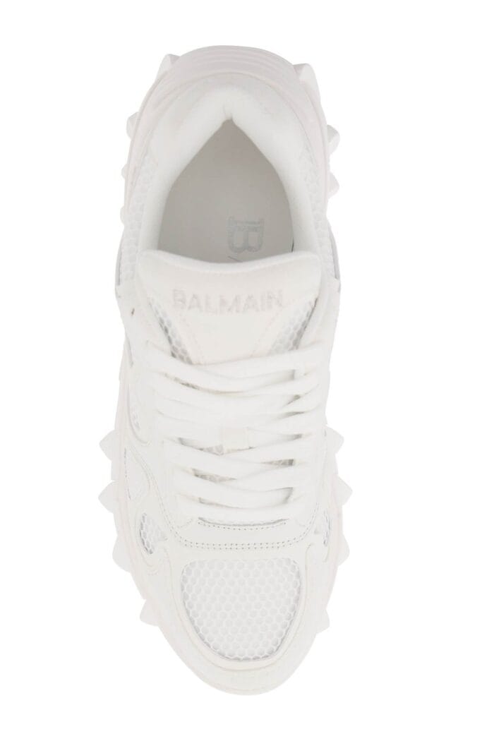 balmain b east leather and mesh sneakers BALMAIN B-east Leather And Mesh Sneakers