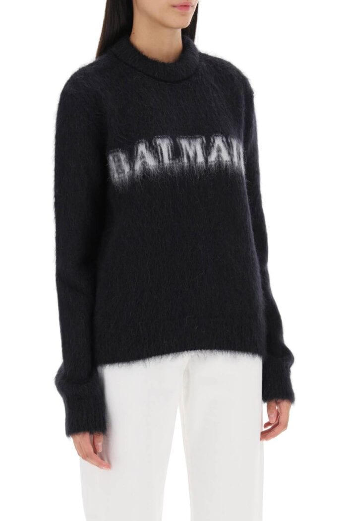 BALMAIN Brushed-yarn Sweater With Logo