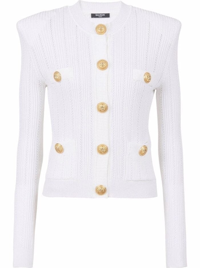 BALMAIN Buttoned Knit Short Cardigan