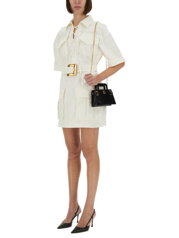 Balmain COTTON GABARDINE SHORT DRESS