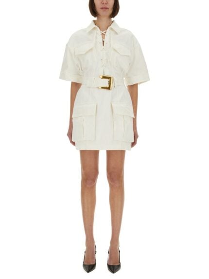 Balmain COTTON GABARDINE SHORT DRESS