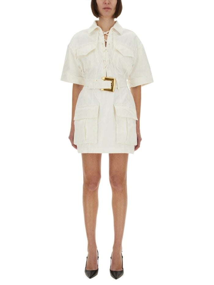 Balmain COTTON GABARDINE SHORT DRESS