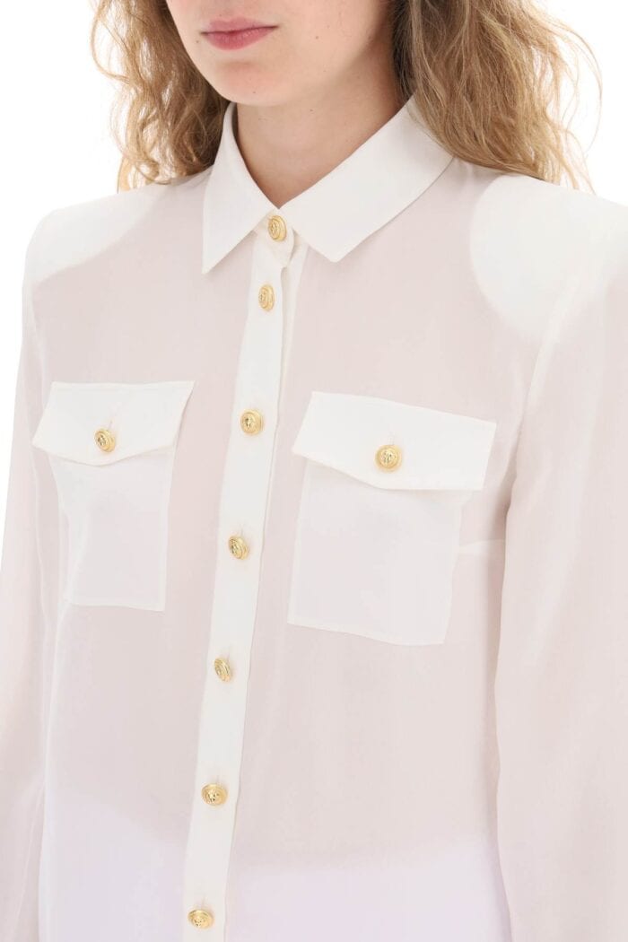 Balmain Crepe De Chine Shirt With Padded Shoulders