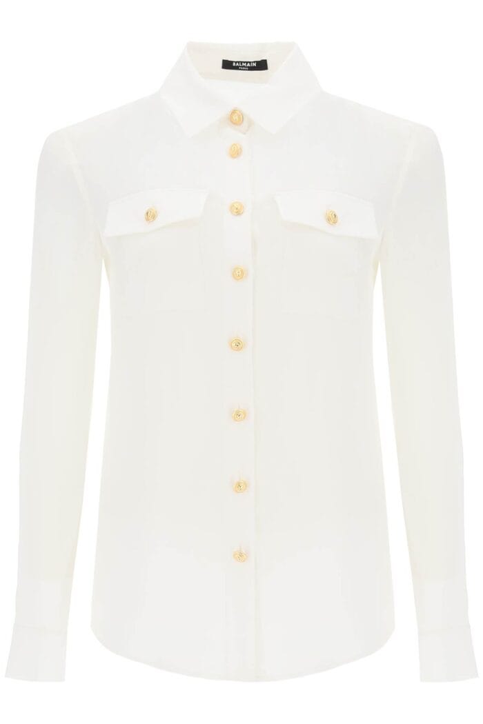 Balmain Crepe De Chine Shirt With Padded Shoulders