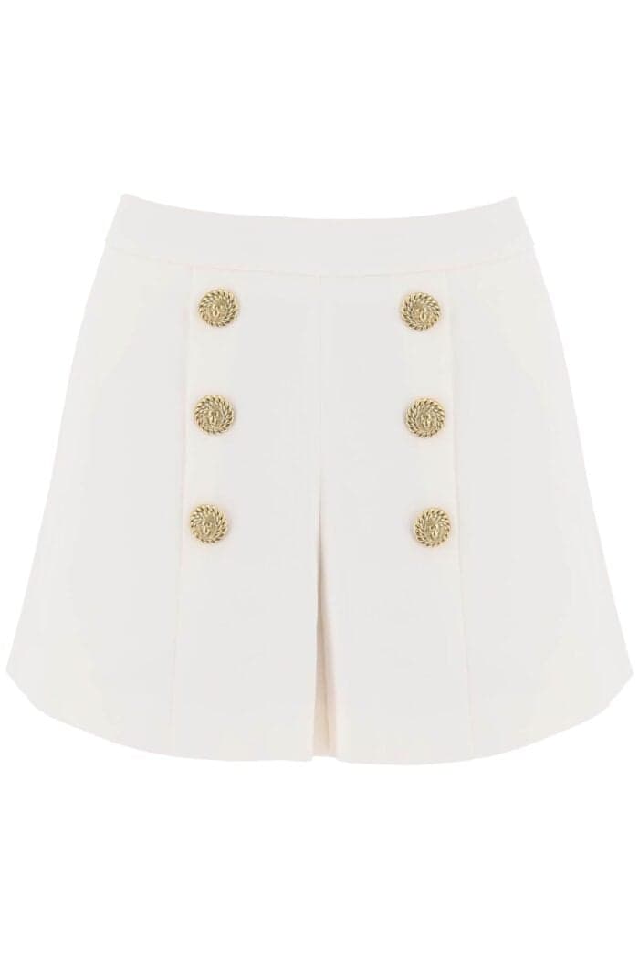 Balmain Crepe Shorts With Embossed Buttons