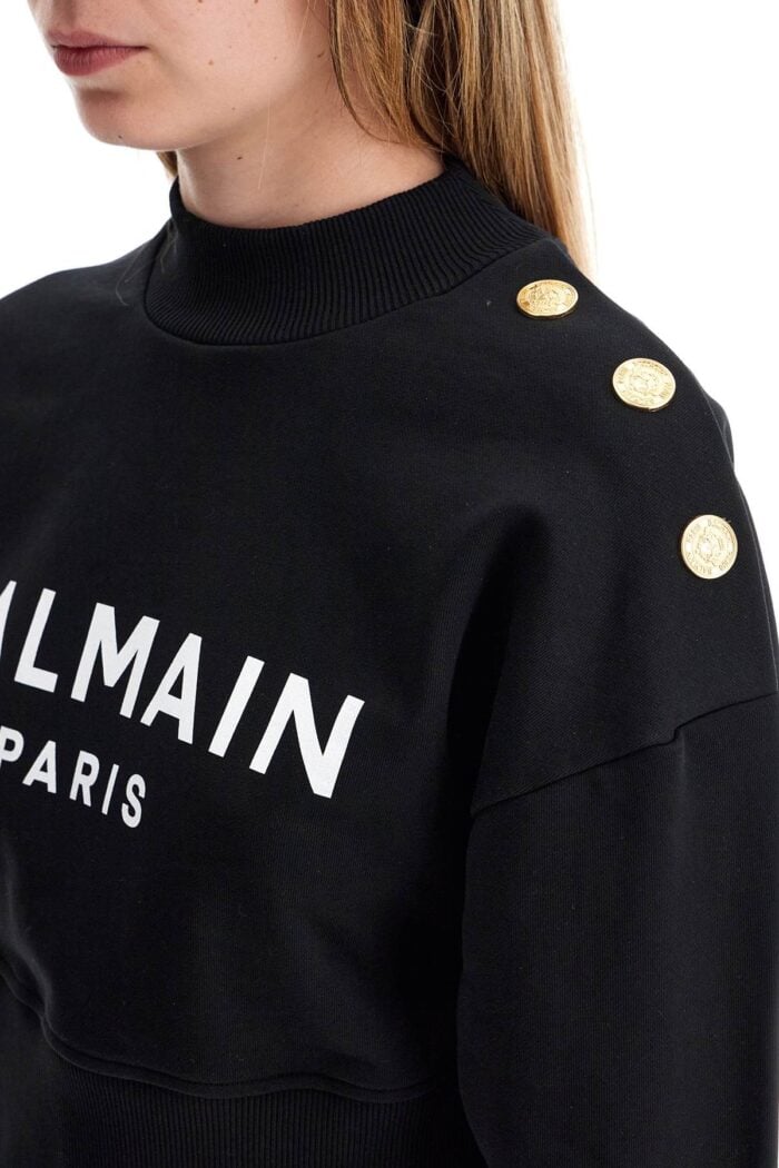 BALMAIN "cropped Sweatshirt With Buttons