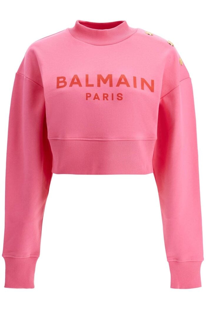 BALMAIN Cropped Sweatshirt With Buttons