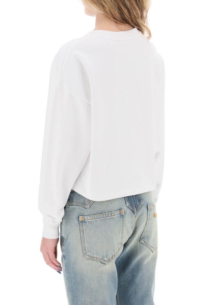 BALMAIN Cropped Sweatshirt With Flocked Logo