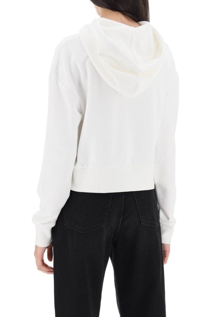 BALMAIN Cropped Sweatshirt With Flocked Logo Print