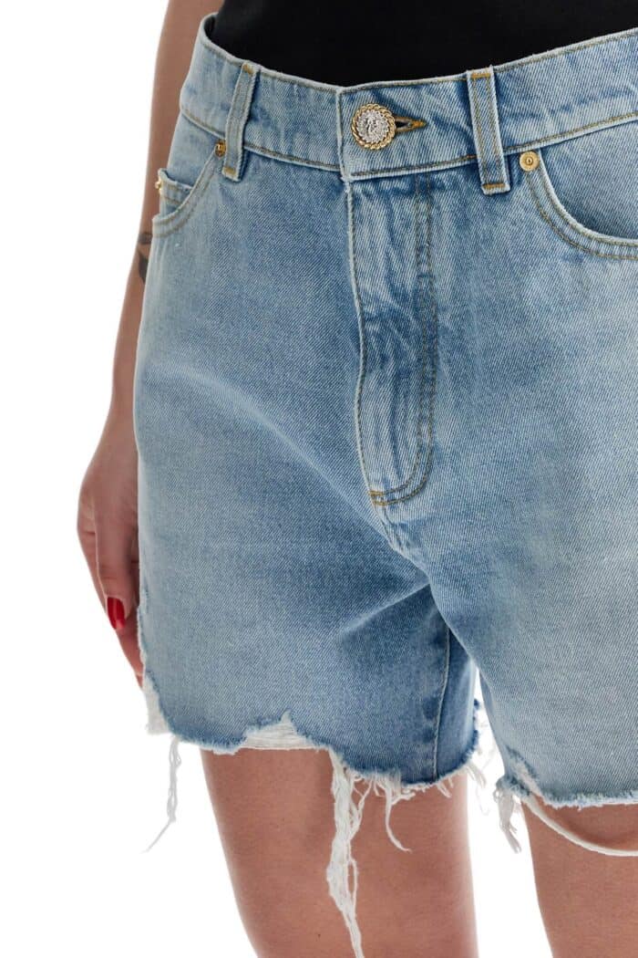 BALMAIN Destroyed Denim Shorts For A Casual