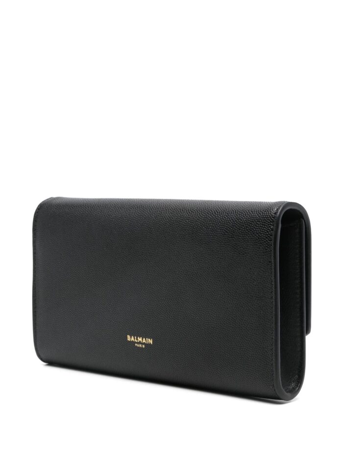 BALMAIN Embl?me Leather Clutch Bag