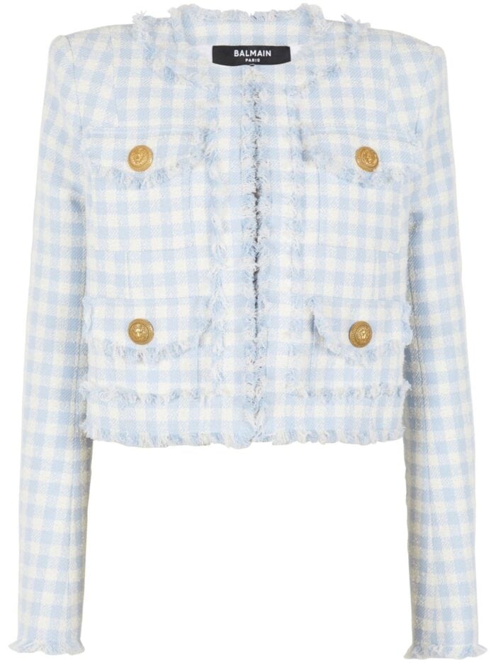 BALMAIN Gingham Tweed Jacket