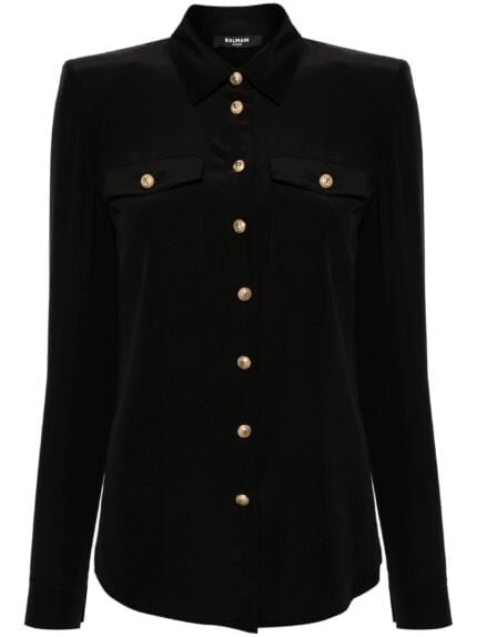 BALMAIN Golden-buttons Crepe Shirt