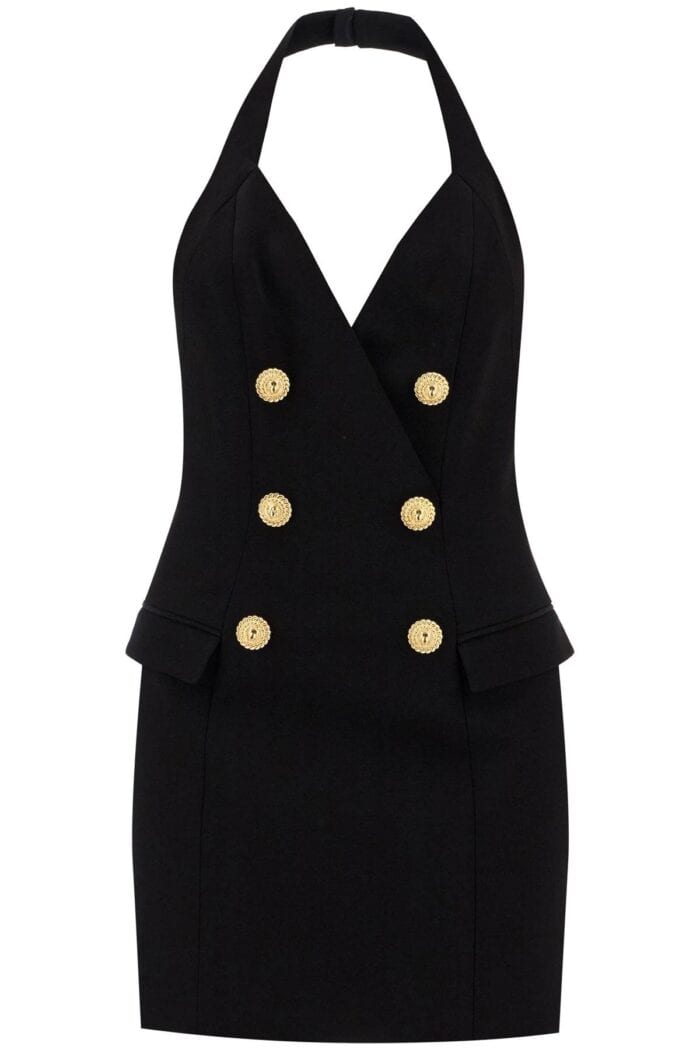 BALMAIN Halter Neck Mini Dress With Buttons