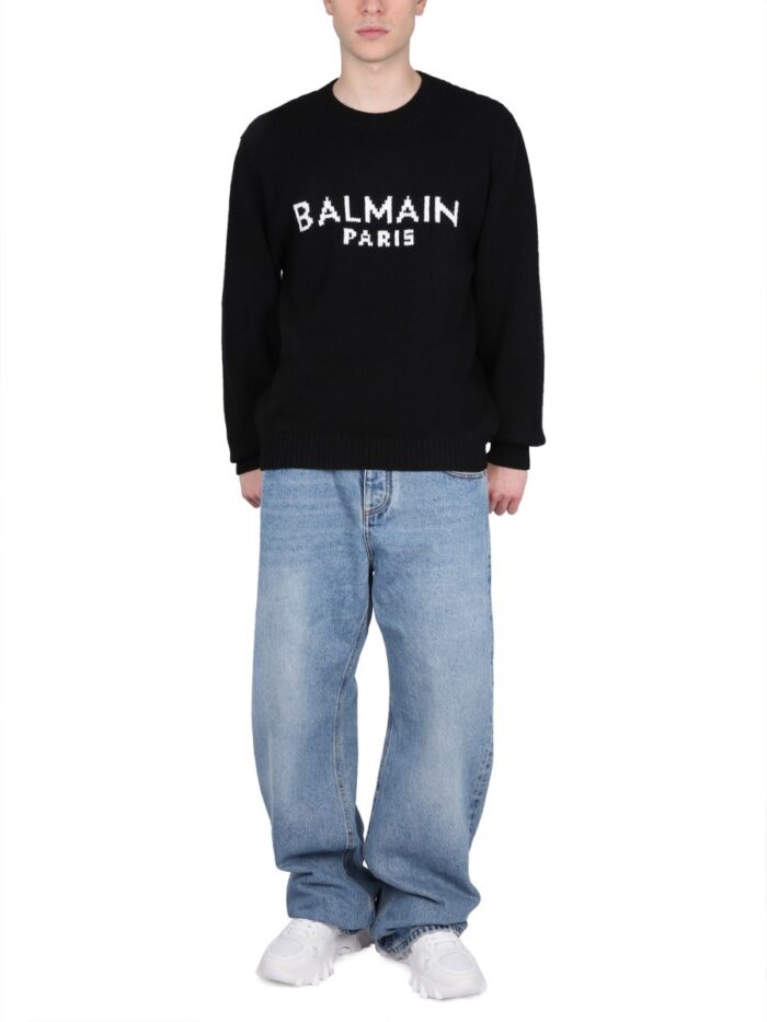 Balmain JERSEY WITH LOGO INLAY