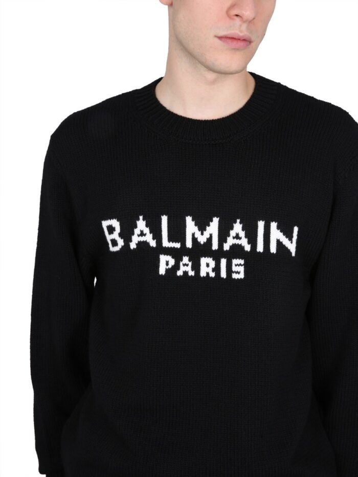 Balmain JERSEY WITH LOGO INLAY