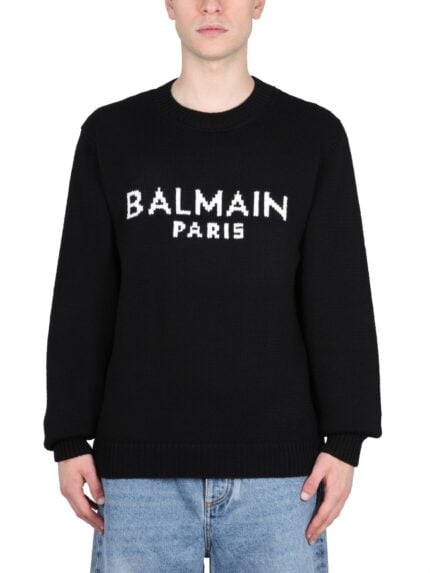 Balmain JERSEY WITH LOGO INLAY