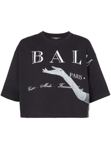 BALMAIN Jolie Madame Print Crop Tee