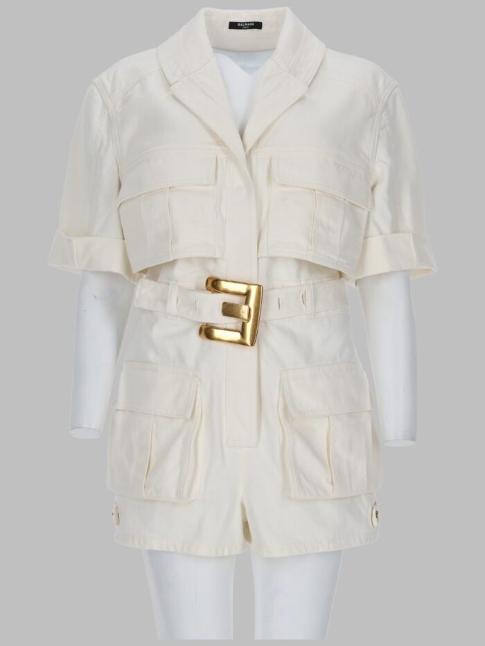 balmain jumpsuit con cintura in denim Balmain JUMPSUIT CON CINTURA IN DENIM