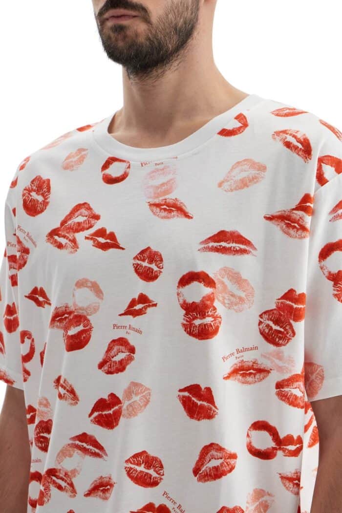 BALMAIN "kiss All Over Print T